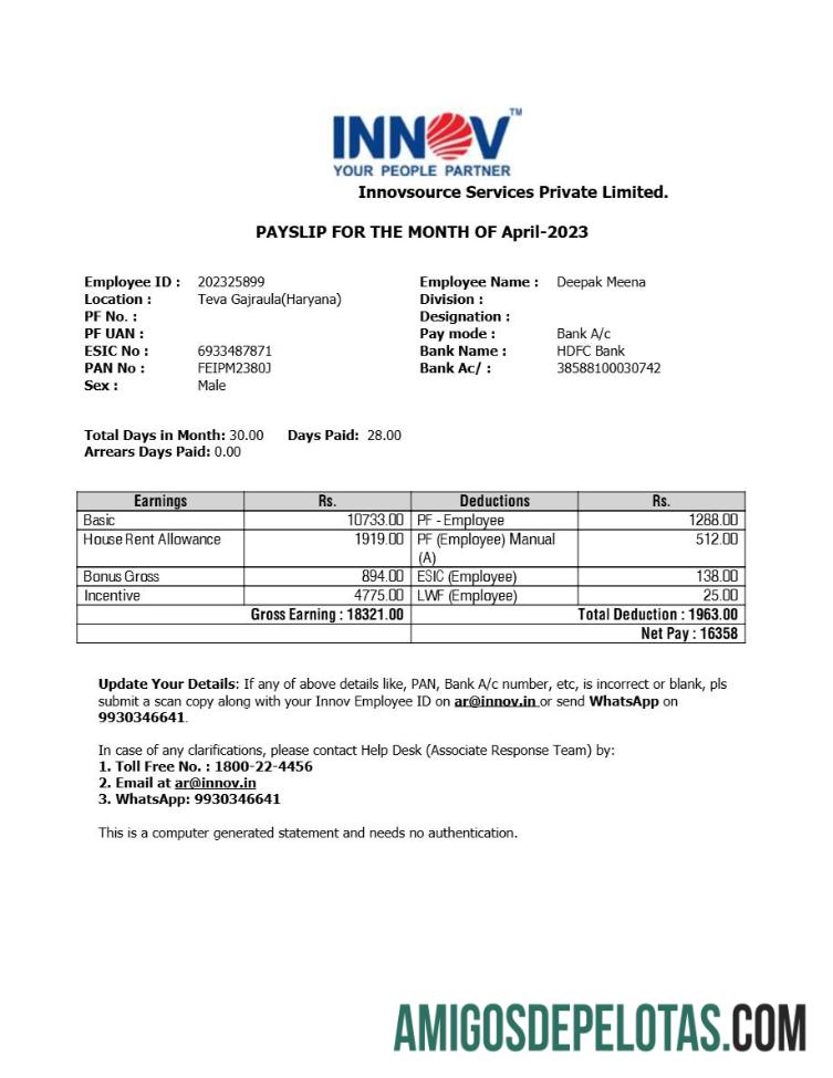 Imprimível Modelo de recibo de pagamento da Innovsource Services Staffing Company em formatos Word e PDF.pdf, 1